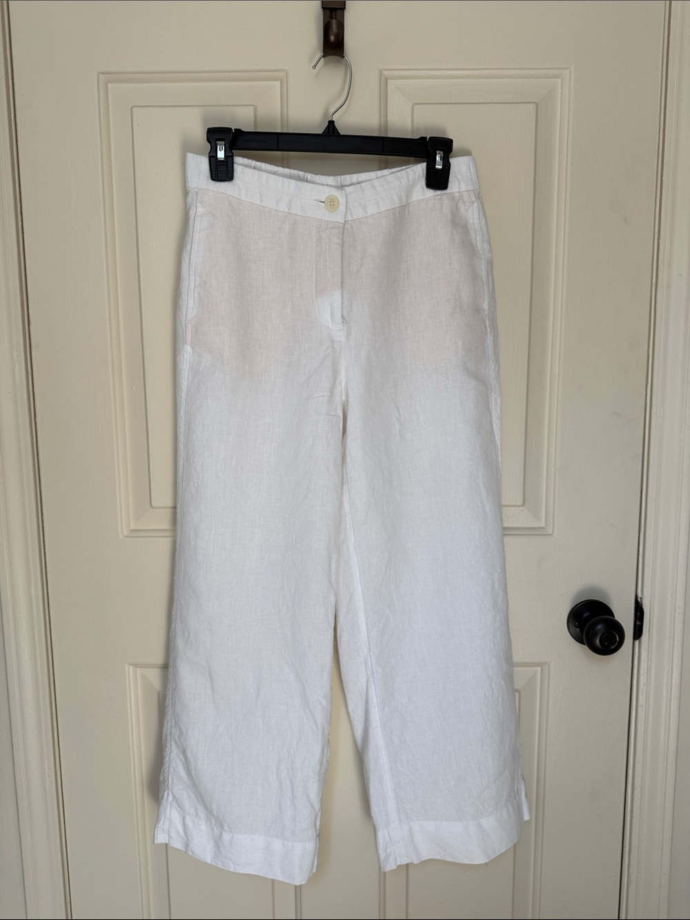 J. Jill White Wide-Leg Linen Trousers